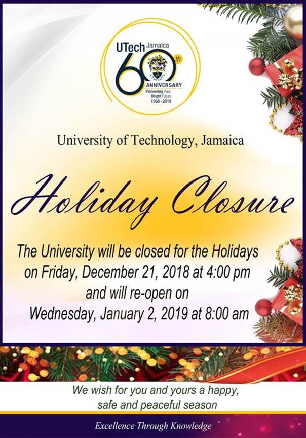 Christmas Holiday Closure 2018