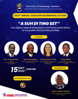 9th Annual  UTech, Jamaica/JMMB Joan Duncan Memorial Lecture to Examine Moral and Social Ethics in Jamaica 