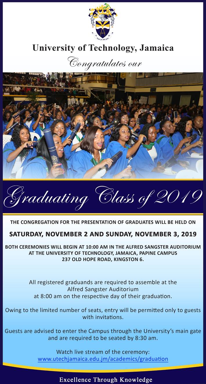 ADVISORY: Graduation Ceremonies - November 2 and 3, 2019
